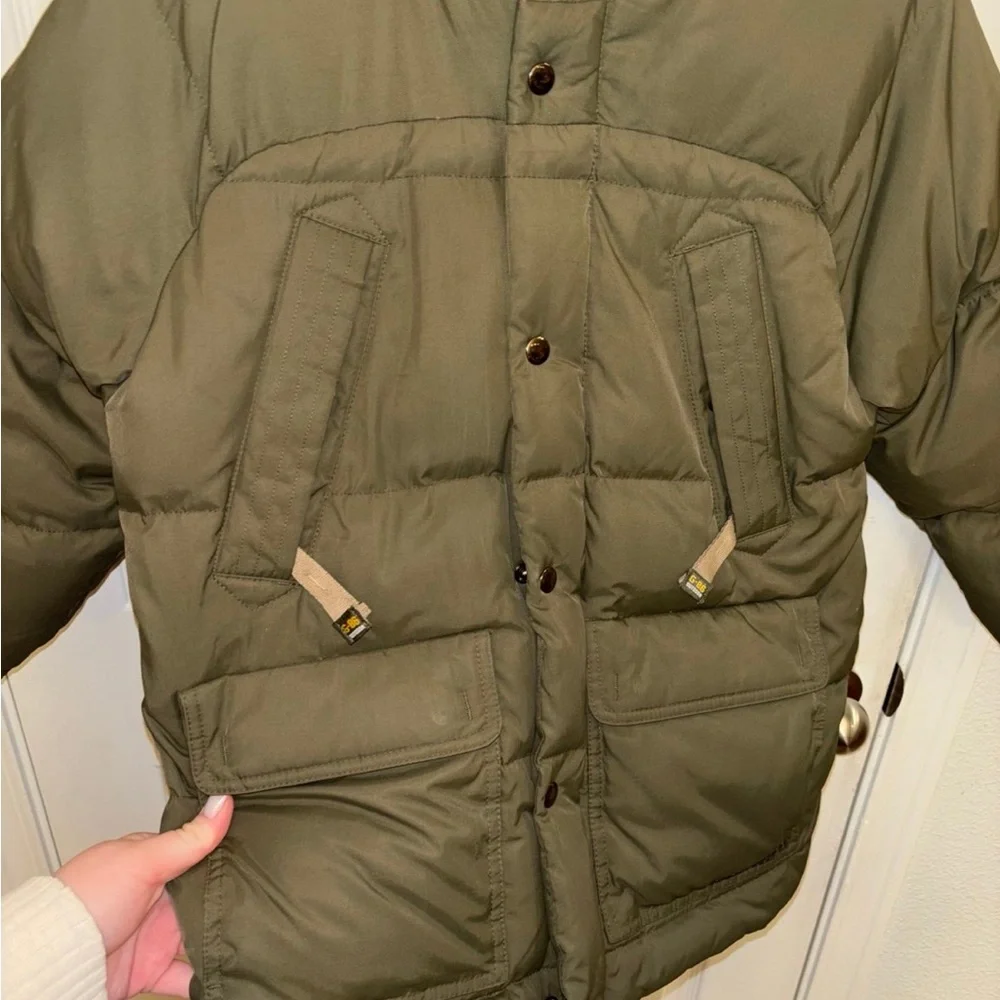 Olive Green Puffer Jacket with Faux Fur Hood